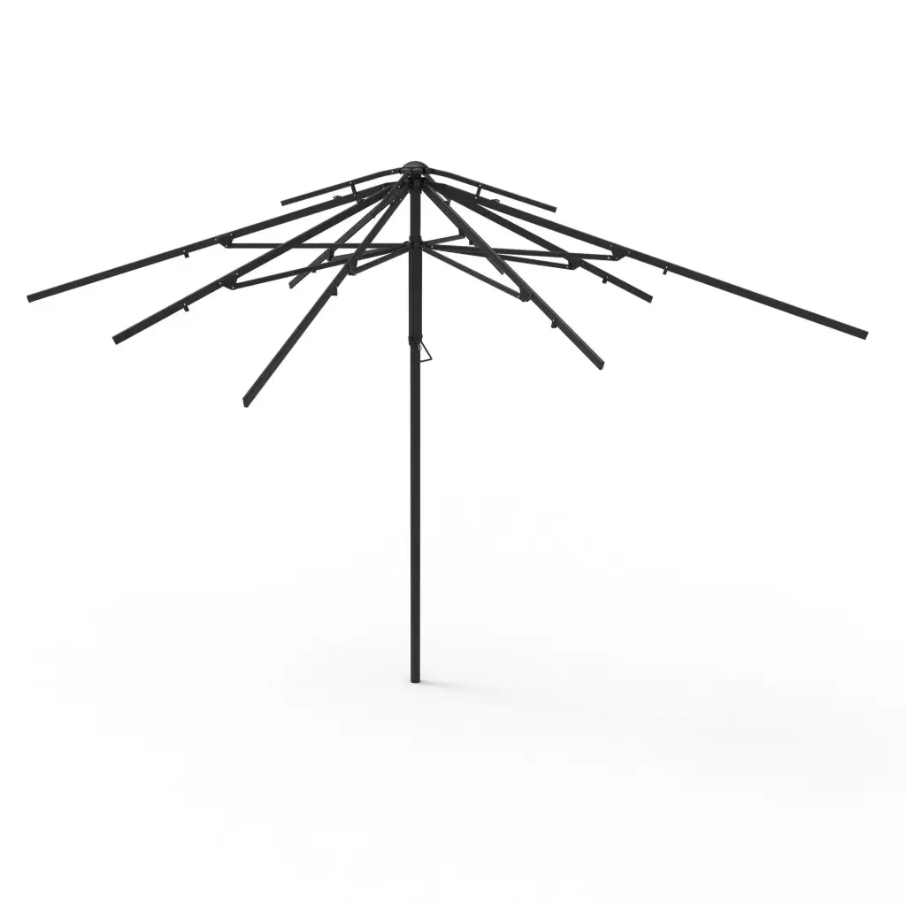 Easy Up Plus parasol frame (square / 3.5 m / 4 panels, with second roof, aluminum frame, anthracite RAL 7021 powder paint, pole ⌀60 mm, 1 pc in a carton box with hole for the pole)