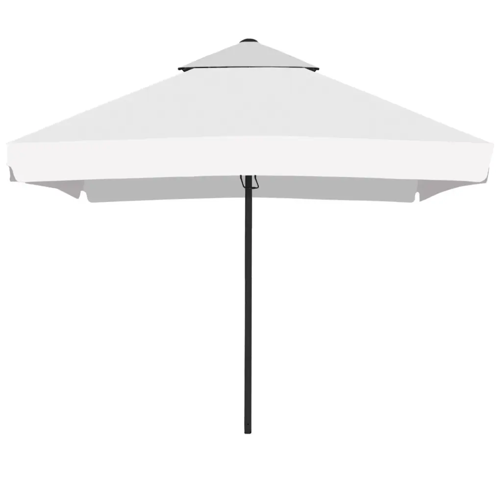 Parasol DarkLume w kolorze jednolitym (kwadrat / 3,5 m / 4 panele, z drugim daszkiem, tkanina 100% poliester, gramatura 210± 10 g/m², 1807001 White, bez owiewki / lamówka podwinięta, stelaż aluminiowy, antracyt RAL 7021 farba proszkowa, maszt ⌀60 mm, 1 szt. w kartonie z otworem na maszt)