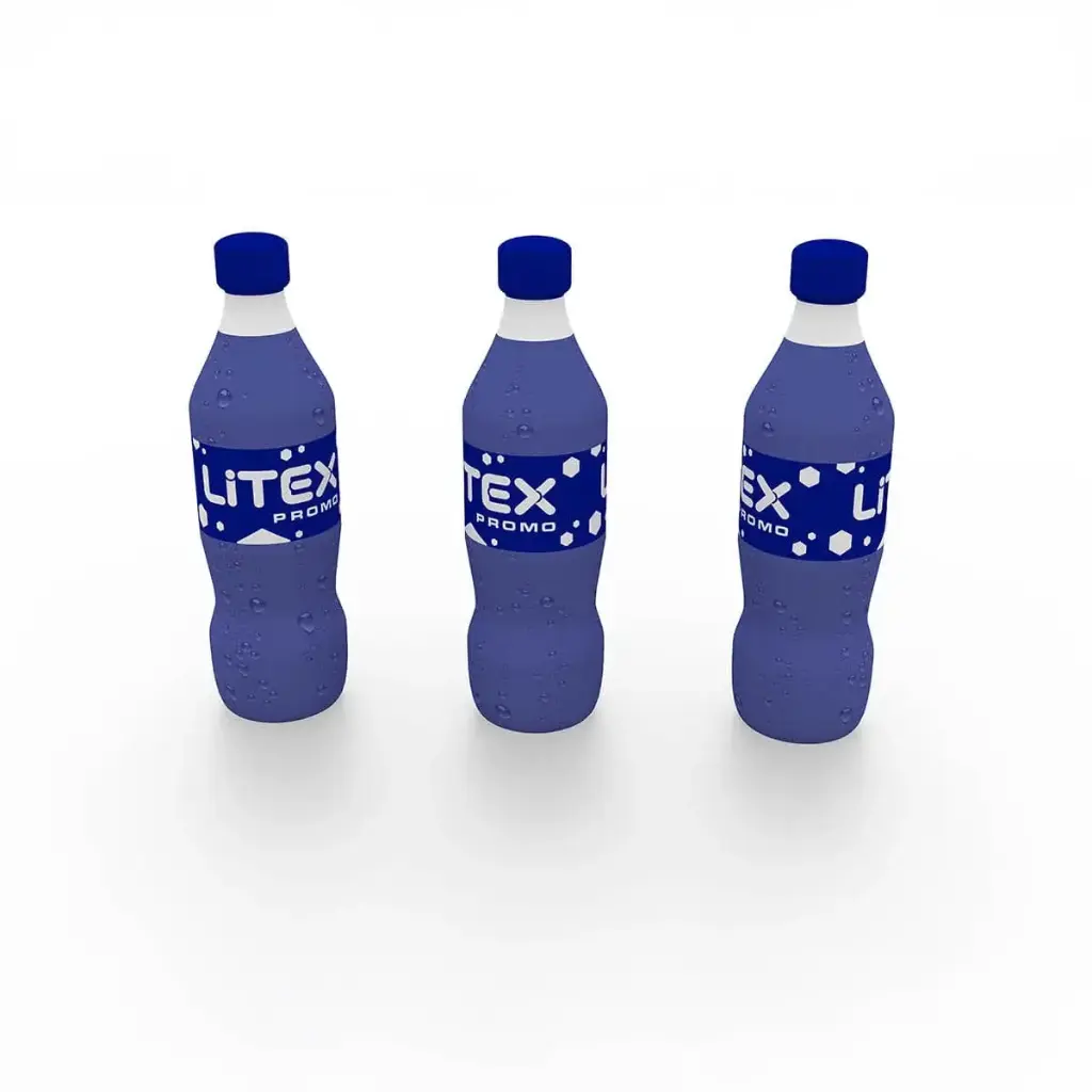 AirFlow fan-inflated advertising bottle (AirFlow - Bottles, 100% polyester fabric, 235 g/m² weight + sublimation printing, set of textile stripes and metal pins, 2,0 m, Built-in fan, Lack)